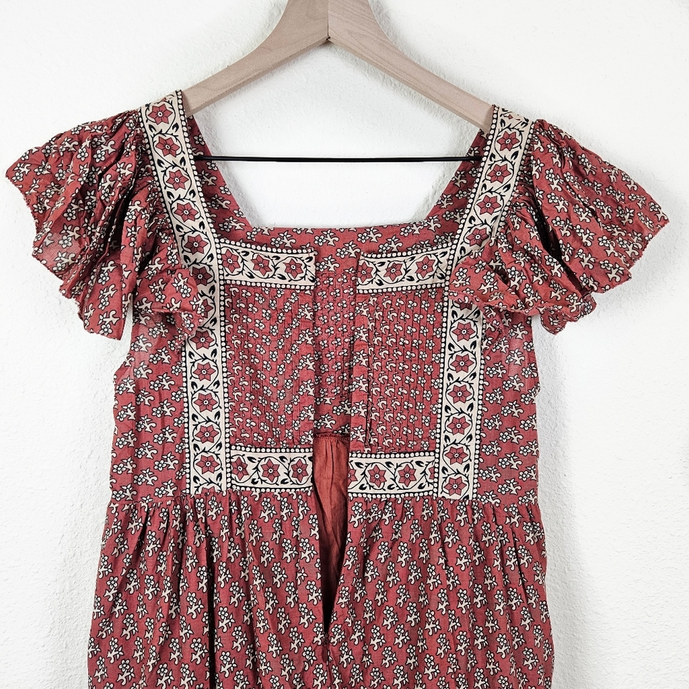 Sea NY Fernanda Pintucked Floral-print Cotton Mini Dress in Antique Rose - Picture 7 of 9